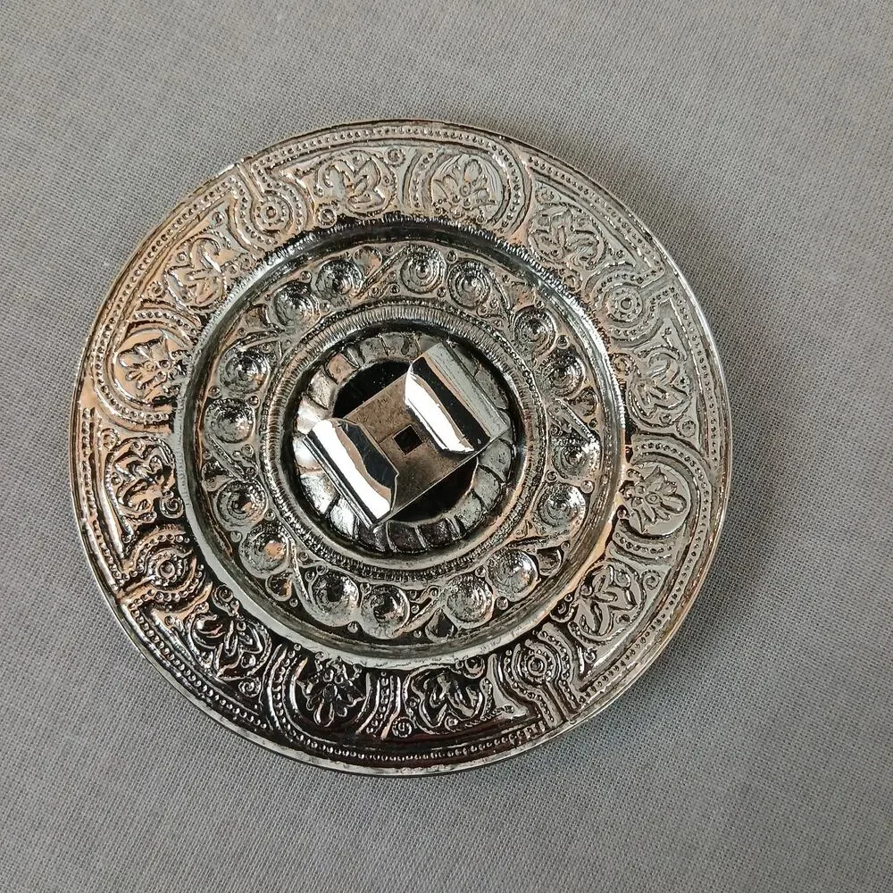 vintage silver belt buckle scarf clasp round 3
